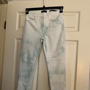 NWOT Banana Republic green and white tie dye mid-rise skinny jeans 27P